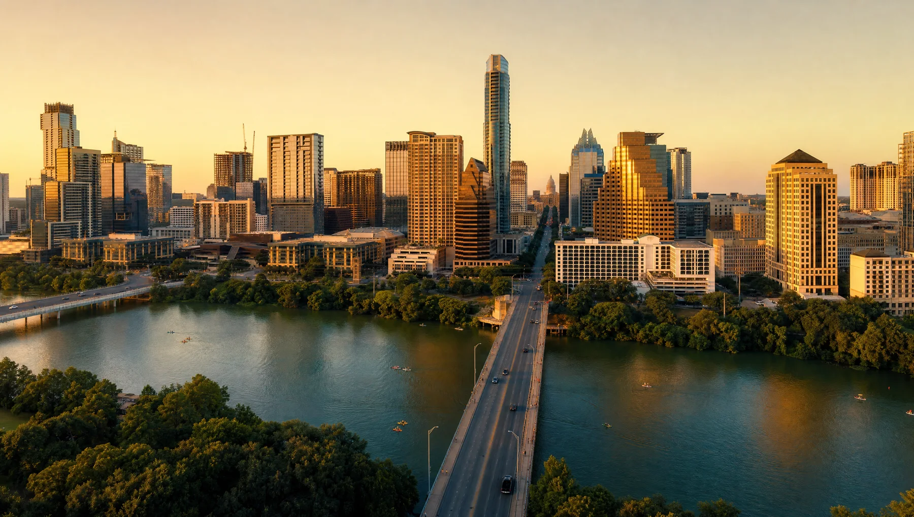 Austin skyline at golden hour