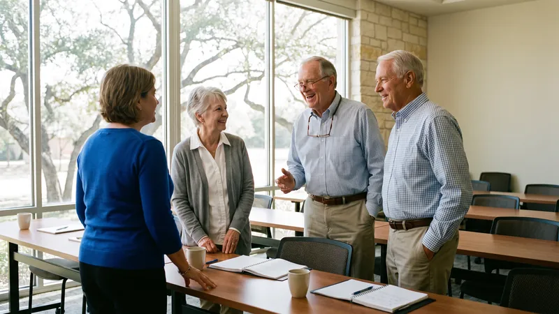 Board members talking with a community manager